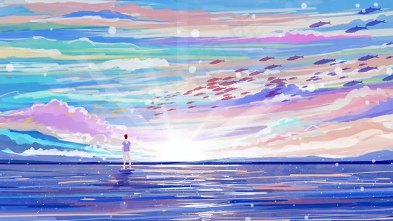 面朝大海阳光云朵治愈系 面朝大海阳光云朵治愈系