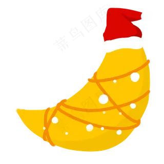 圣诞帽装饰黄色月亮,免抠元素