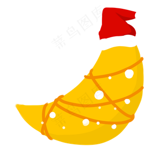 圣诞帽装饰黄色月亮,免抠元素