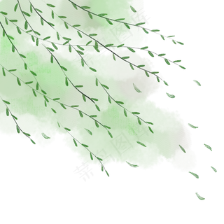 清明节水墨风风中的柳叶