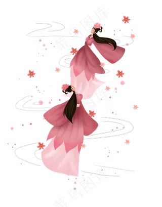 中国风采花的仙人