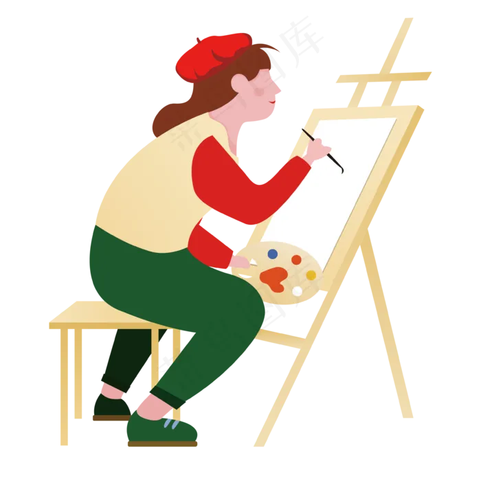 矢量商务扁平画水彩的女孩(3544*3544px 300 dpi )ai矢量模版下载