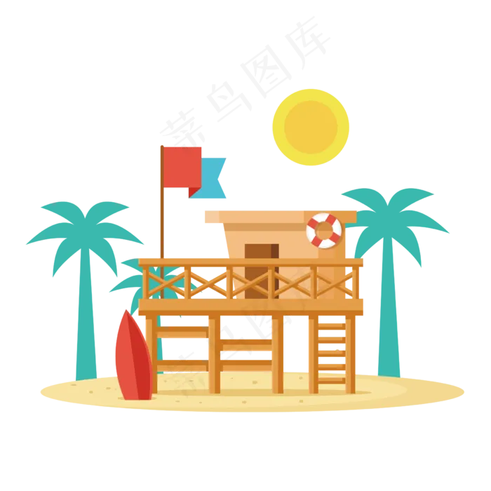 夏季夏天暑假海边沙滩(580X580)eps,ai矢量模版下载