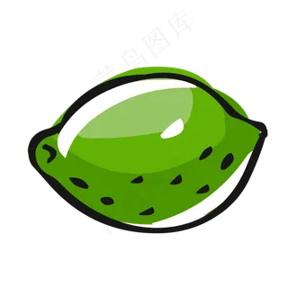 食物元素手绘可爱卡通水果青柠