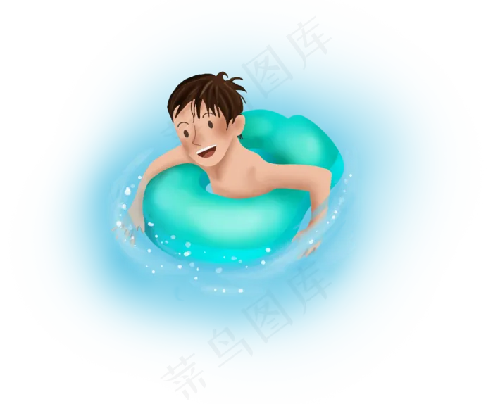 大暑手绘游泳的男孩(2818X2310(DPI:300))psd模版下载