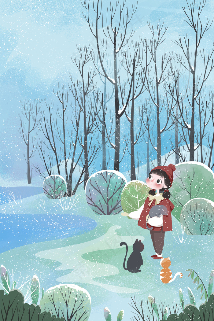 唯美冬季白雪飘飘(3545*5315px 300 dpi )psd模版下载