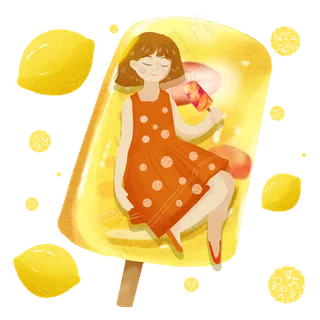 大暑吃冰棒女生png