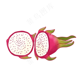 卡通手绘切开的火龙果PNG免抠