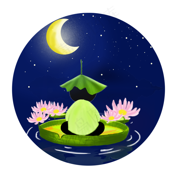 夏至的晚上荷塘(2000X2000(DPI:300))psd模版下载
