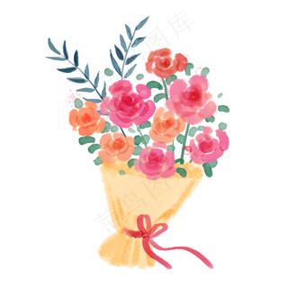 水彩手绘玫瑰花捧花花束PNG免抠素 水彩手绘玫瑰花捧花花束PNG免抠素