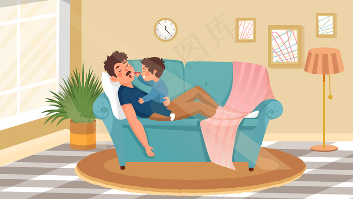 父爱如山亲子互动家居父亲节横幅配图