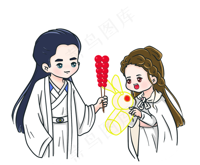 情人节手绘古装情侣