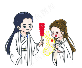 情人节手绘古装情侣