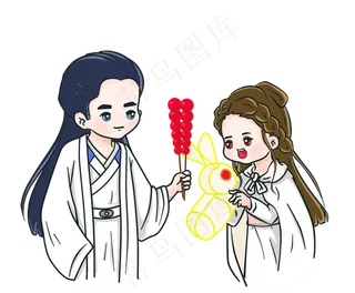 情人节手绘古装情侣