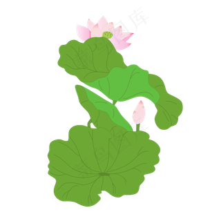 矢量卡通粉色莲花