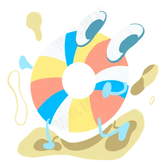 夏日小清新海洋沙滩游泳圈救生圈