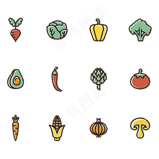 蔬菜水果卡通手绘