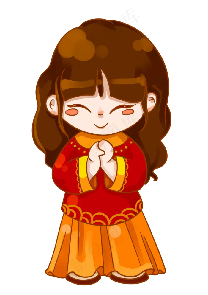 新年跨年小女孩拜年PNG素材,免抠元素(2894*4093px 300 dpi )psd模版下载
