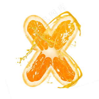 橙子橙汁橙色PSD字母X