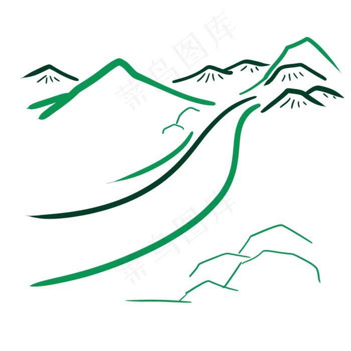 手绘简笔山水画(2000*2000px 72 dpi )psd模版下载