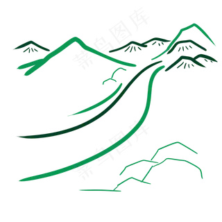 手绘简笔山水画