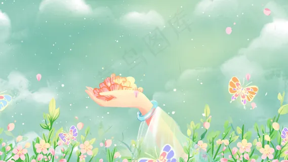 绿色唯美卡通小清新春季春古风花卉植物配图 绿色唯美卡通小清新春季春古风花卉植物配图