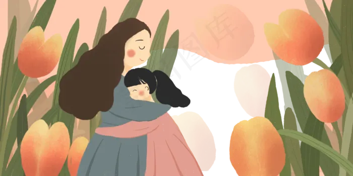3.8妇女节母亲节郁金香花朵边框装,免抠元素(6000X3000(DPI:300))psd模版下载