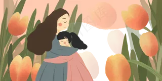 3.8妇女节母亲节郁金香花朵边框装,免抠元素