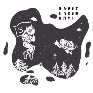 五一宇宙宇航员快乐,免抠元素