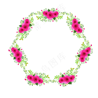 矢量卡通扁平化红色玫瑰边框