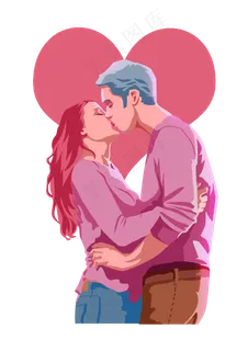 手绘情侣免扣元素