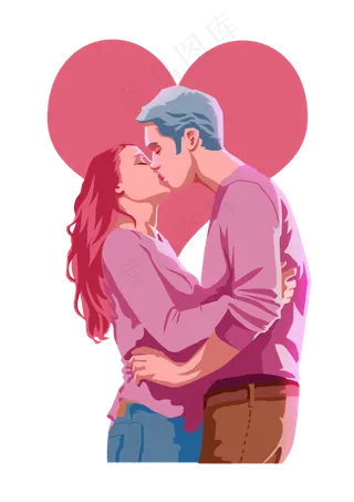 手绘情侣免扣元素