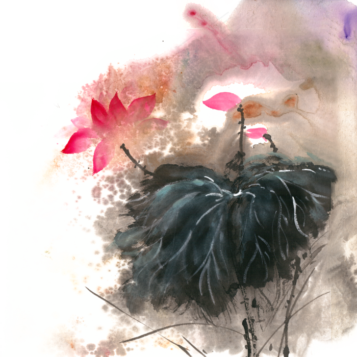 映日荷花水墨画PNG免抠素材(4724X4724(DPI:300))psd模版下载