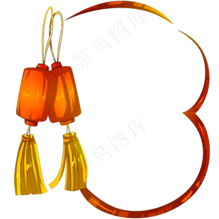 新年黄色的灯笼边框,免抠元素