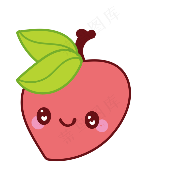 手绘微笑的水蜜桃矢量免抠图