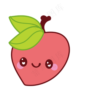 手绘微笑的水蜜桃矢量免抠图