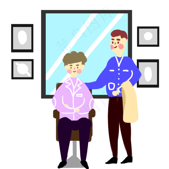 在理发店理发的男生,免抠元素