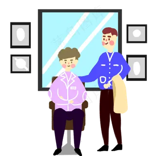 在理发店理发的男生,免抠元素