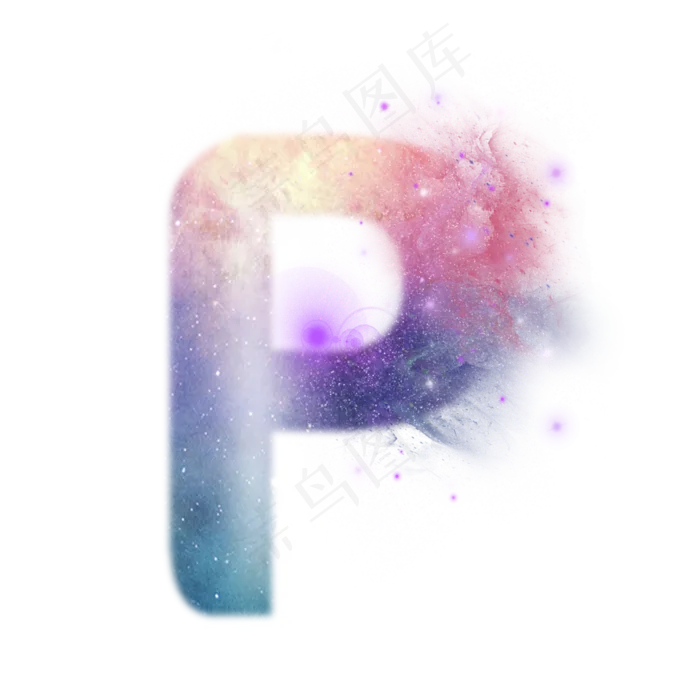 创意星空蓝色红色字母P,免抠元素艺术字(3000X3000(DPI:300))psd模版下载