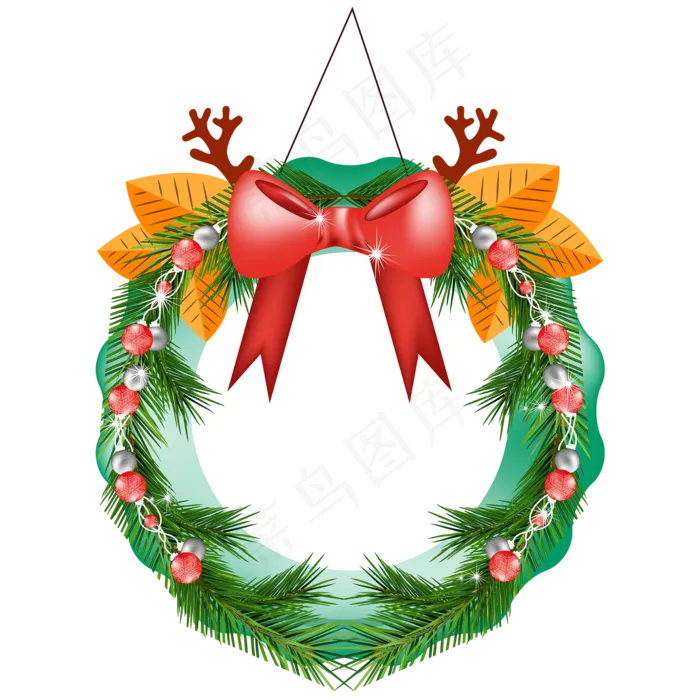 矢量圣诞节蝴蝶结花环(2000*2000px 300 dpi )ai矢量模版下载