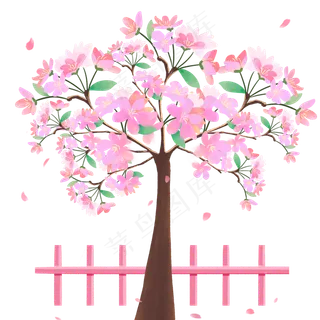 春天粉色樱花树花瓣飘落PNG免扣,免抠元素