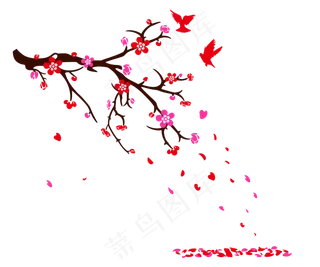 撒花水彩花梅花花瓣