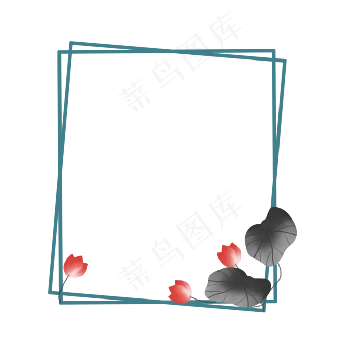 荷花边框png素材(2000X2000(DPI:300))psd模版下载