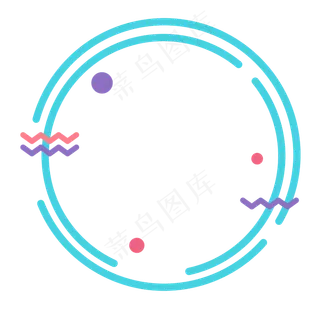 蓝色圆形时尚电商促销边框,免抠元素