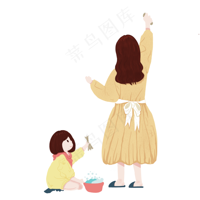 母亲在做家务，女儿在帮忙。(2000X2000(DPI:300))psd模版下载