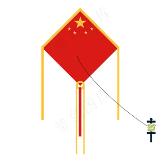 中国国旗风筝插图,免抠元素
