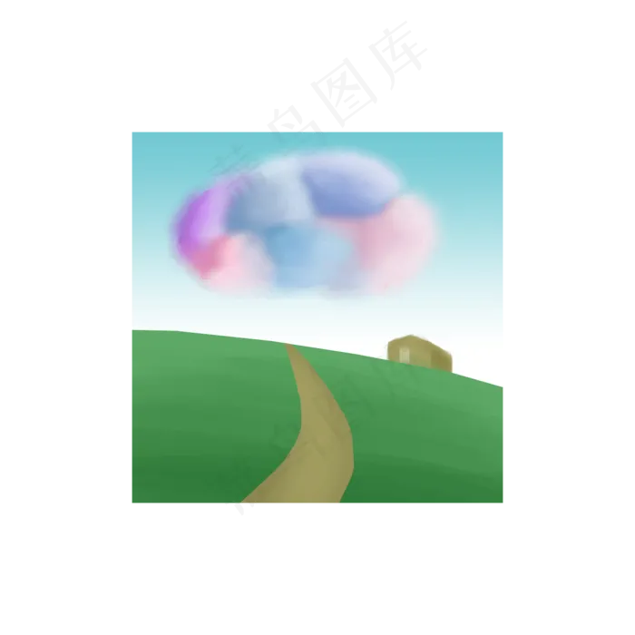 草地通用词彩色云朵(2000X2000(DPI:300))psd模版下载