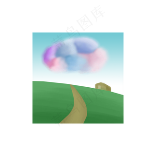 草地通用词彩色云朵