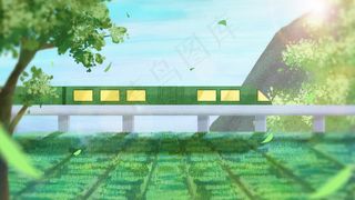 绿色系小清新田野风景
