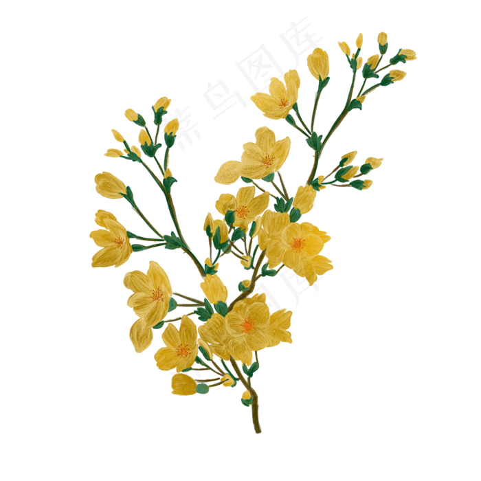 手绘花复古典雅桃花